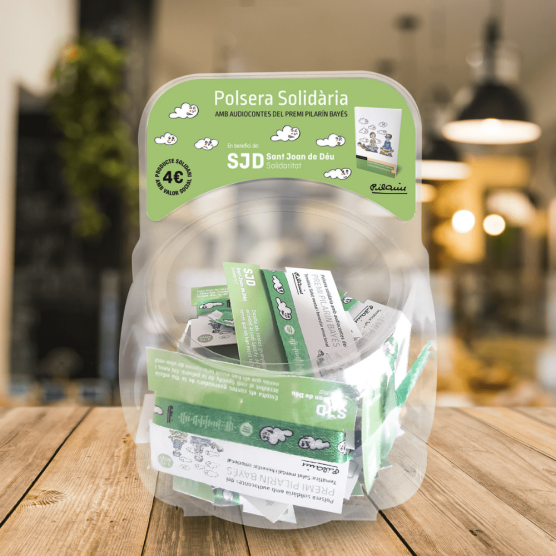 Expositor de 30 pulseras de audiocuentos | Cesión de producto solidario