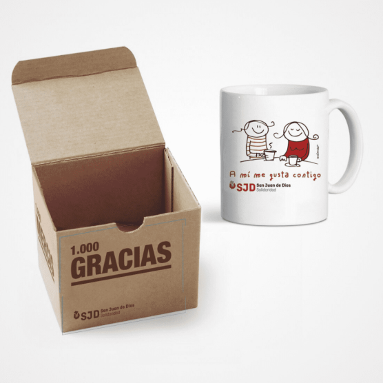 Taza solidaria SJD personalizada